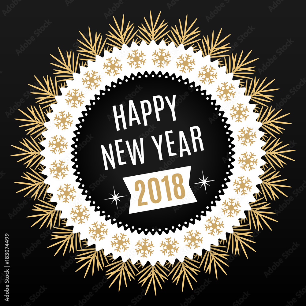 New Year 2018. Holiday Round Banner New Year 2018. Holiday Round Banner