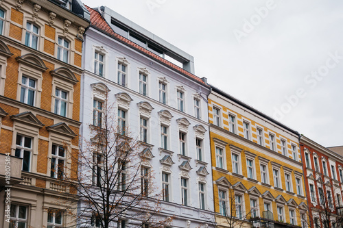 Colorful facades of tenement houses