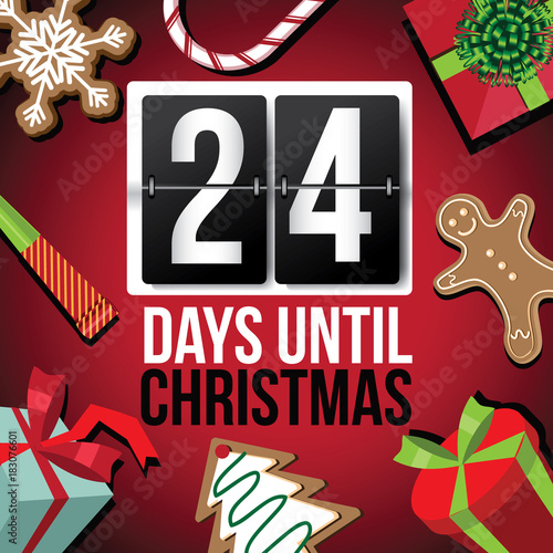 Countdown to Christmas flip number advent calendar with flat lay Christmas items. EPS 10 vector illustration. Day 25.