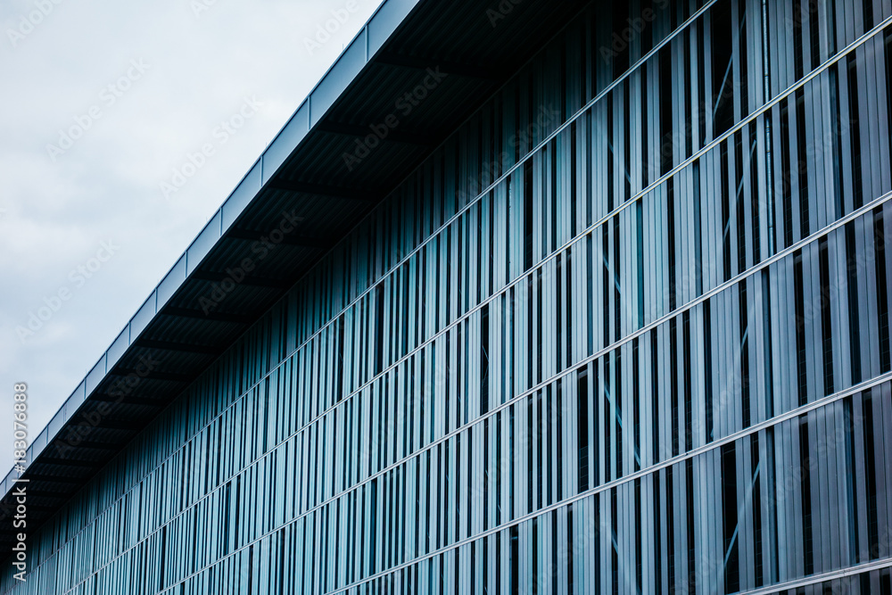 industrial blue facade with lines industrial blue facade with lines