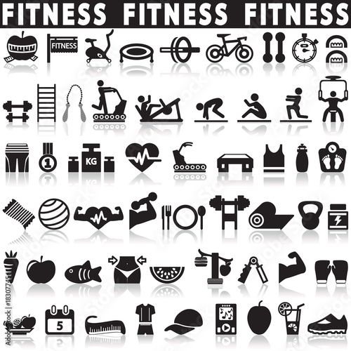 Health and Fitness icons vector set icons