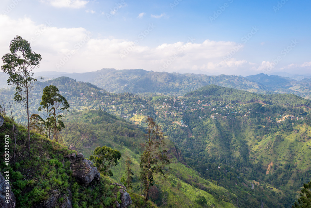 Fototapeta premium Ella is a small town in the highlands of Sri Lanka. Approx 1000m high, the town is rich on bio-diversity, surrounded by forest and tea plantations. Located in the Uva province