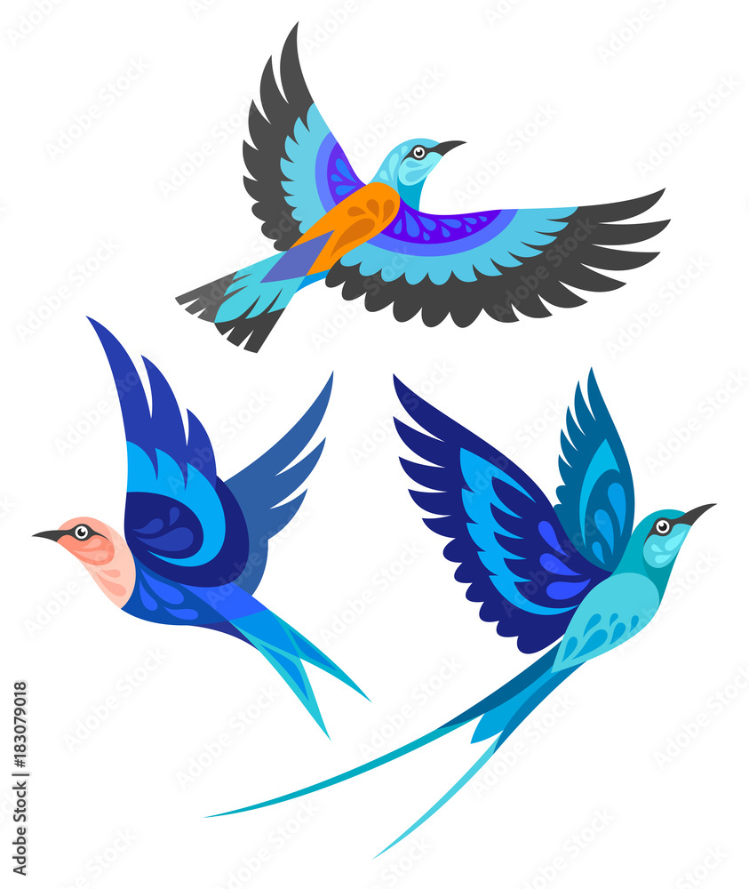 Obraz premium Stylized Birds - Rollers