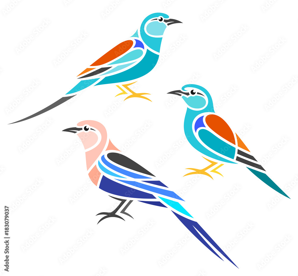 Stylized Birds - Rollers Stylized Birds - Rollers