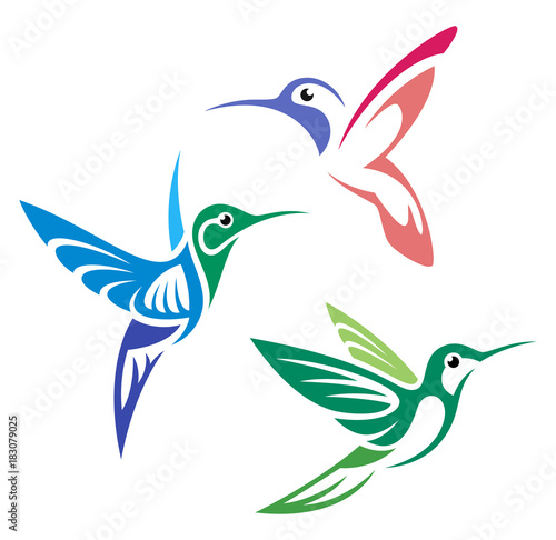Stylized Birds - Hummingbirds