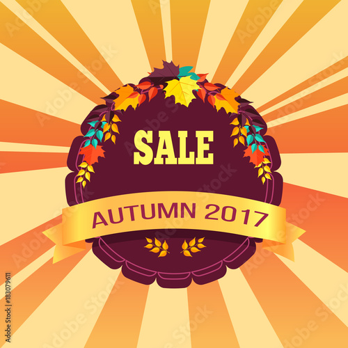 Sale Autumn 2017 Special Offer Promo Poster Leaves