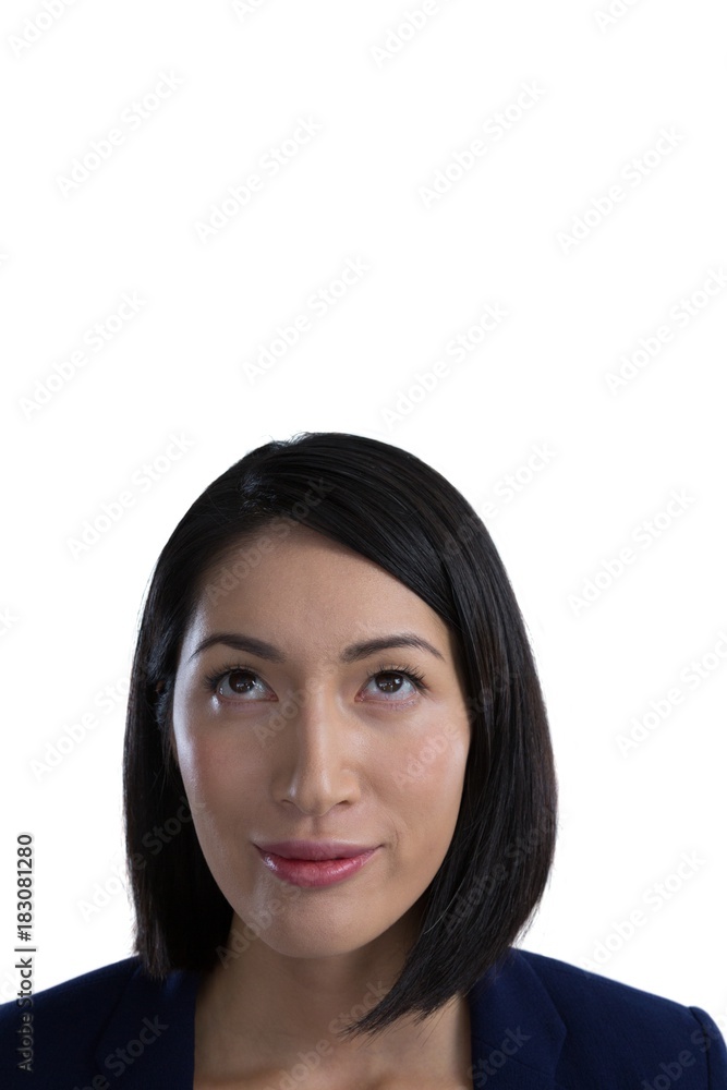 Thoughtful businesswoman against white background Thoughtful businesswoman against white background