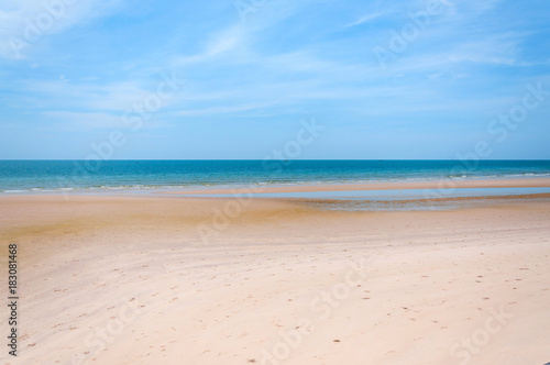 Beautiful blue sea and white sand beach in Hua Hin  Thailand.