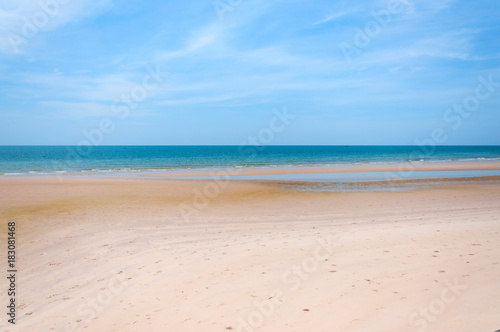 Beautiful blue sea and white sand beach in Hua Hin, Thailand.