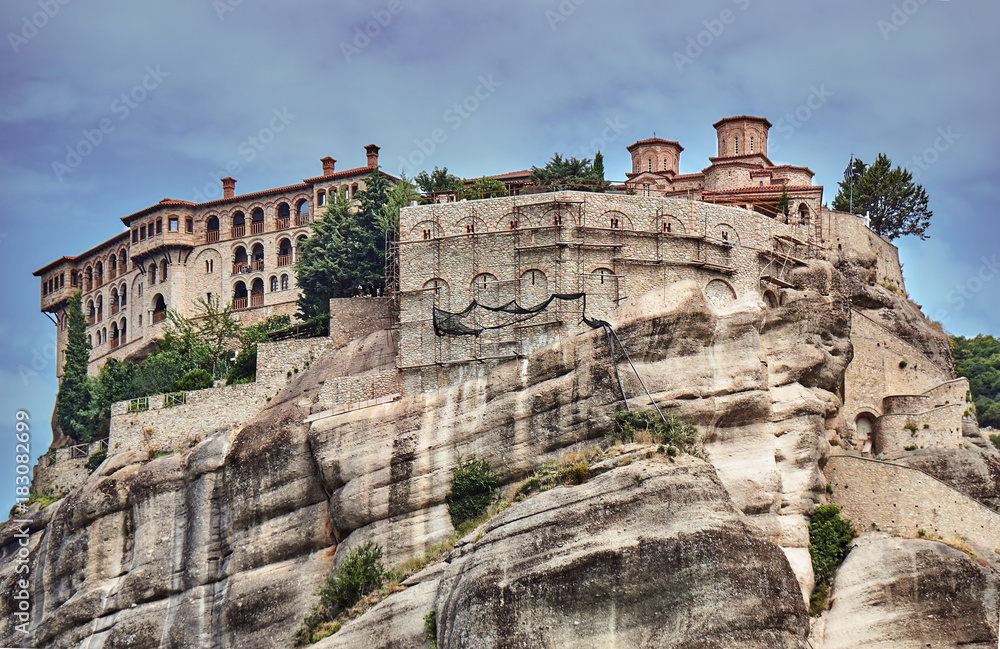 The Orthodox medieval monastery on top rock Meteora.