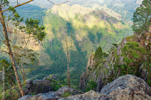 The little Adams peak  seen from the Ella rock, a famous viewpoint approx 1400m high. The peak is a popular tourist destination and one of the attractions in the highlands of Sri Lanka photo