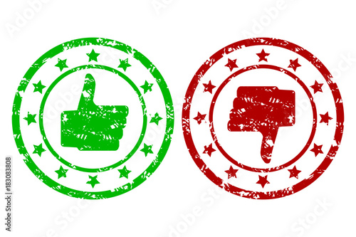 Approved thumb up and unlike rubber stamp