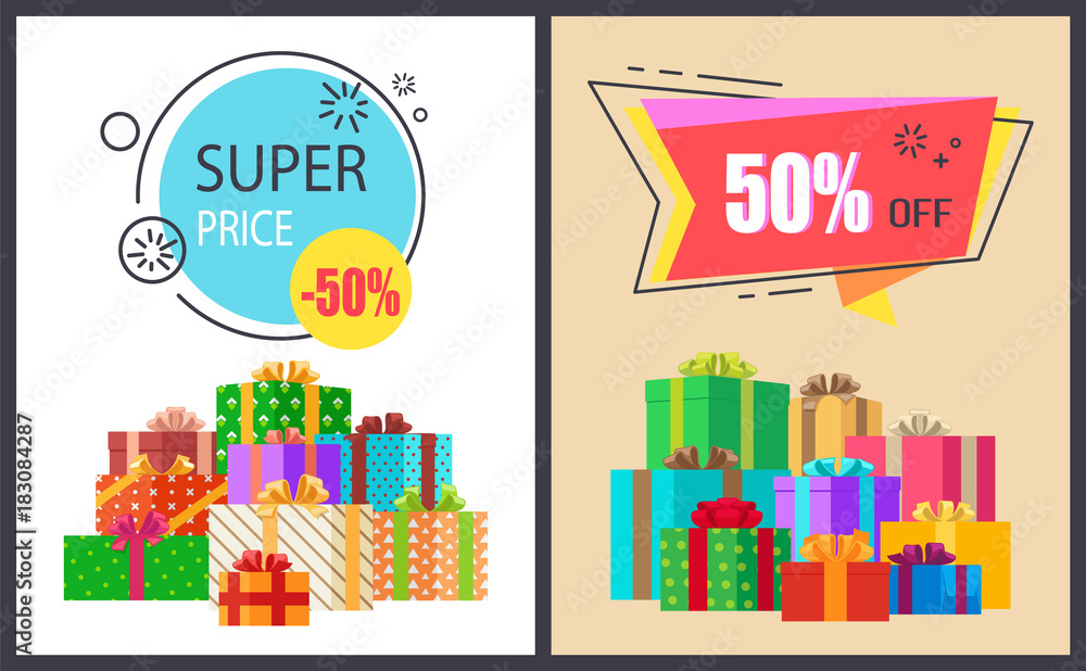 Super Price Fifty Percent Off Promo Poster Package