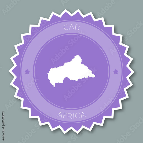 Central African Republic badge flat design. Round flat style sticker of trendy colors with country map and name. Country badge vector illustration.