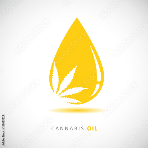 cannabis öl tropfen hanfblatt gelb