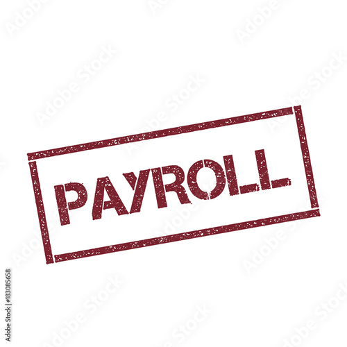 Payroll rectangular stamp. Textured red seal with text isolated on white background, vector illustration.