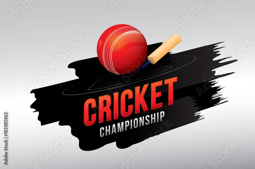 Vector of cricket championship badge design with wood cricket bats and ball.