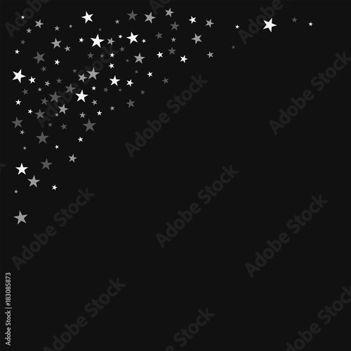 Random falling stars. Top left corner with random falling stars on black background. Remarkable Vector illustration.