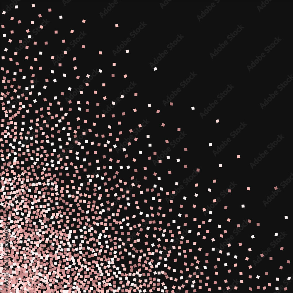 Pink gold glitter. Scattered bottom left corner with pink gold glitter on  black background. Pleasant Vector illustration. Stock Vector | Adobe Stock