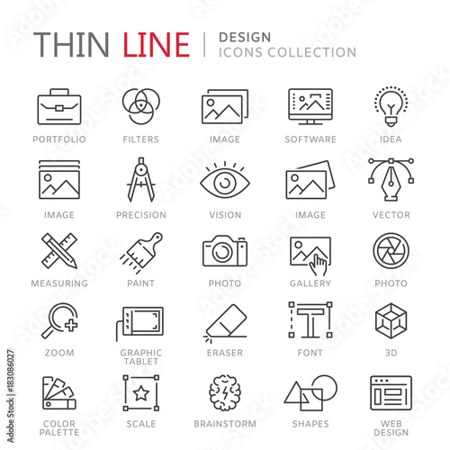 Collection of design thin line icons