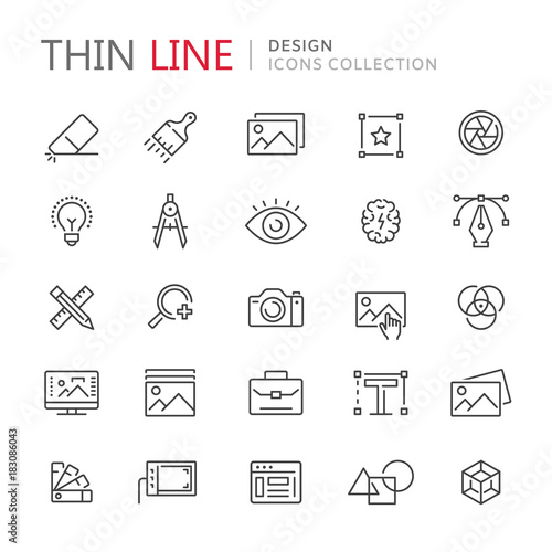 Collection of design thin line icons