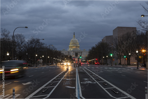 US Capitol Building with Pennsylvania Ave at dusk © ejgrubbs