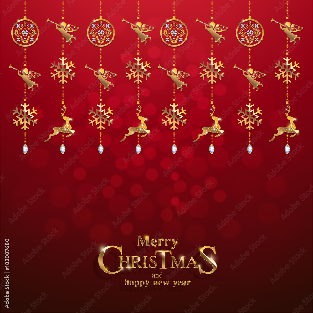 Christmas Greeting and New Years card templates with gold patterned and crystals on background color. Christmas Greeting and New Years card templates with gold patterned and crystals on background color.