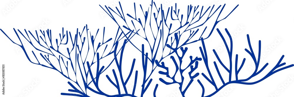 Naklejka premium Stylized branched blue corals on white background