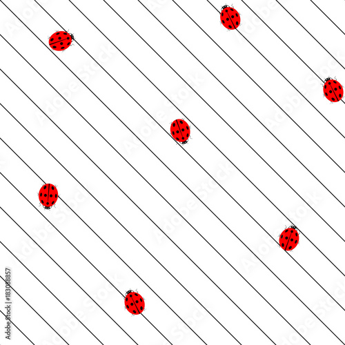 Ladybird on square seamless pattern