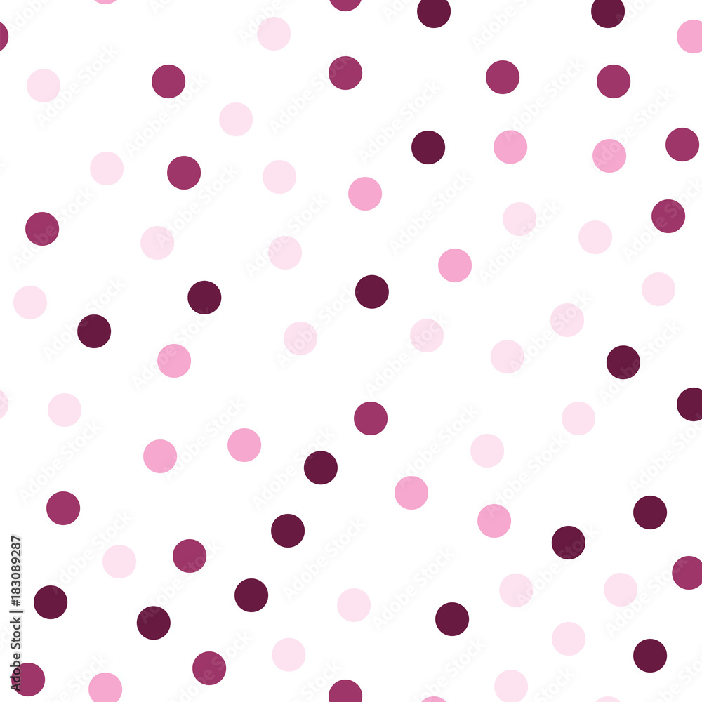 Colorful polka dots seamless pattern on black 22 background. Remarkable classic colorful polka dots textile pattern. Seamless scattered confetti fall chaotic decor. Abstract vector illustration.
