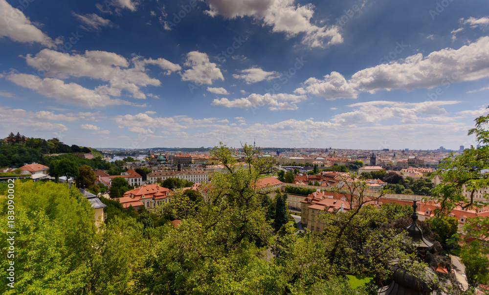 Prague city view and skyline from Prague castle