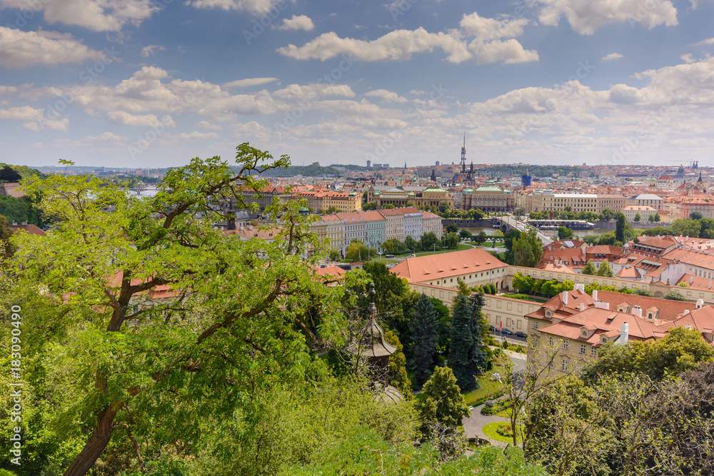 Prague city view and skyline from Prague castle