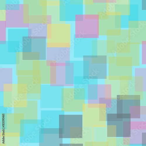 Abstract squares pattern. Blue geometric background. Impressive random squares. Geometric chaotic decor. Vector illustration.