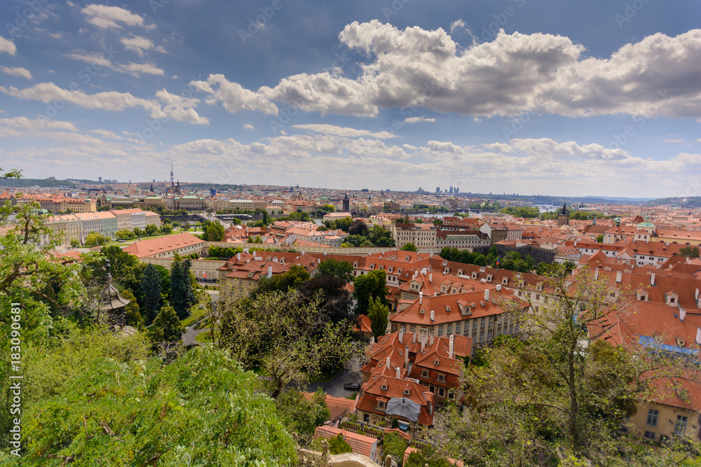 Prague city view and skyline from Prague castle