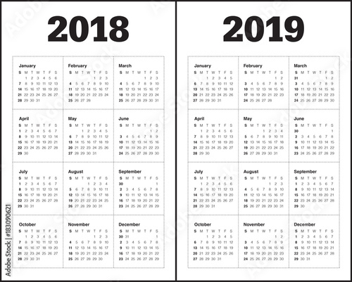 Year 2018 2019 calendar vector