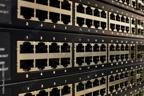 Tableau sur toile Lots of empty ports of multiple switches