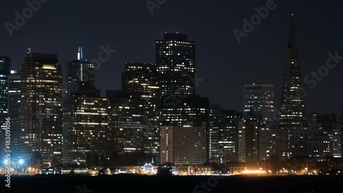 Wallpaper Mural San Francisco Skyscrapers Skyline Time Lapse at Night Torontodigital.ca