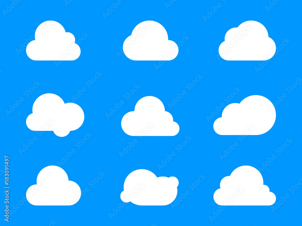 Set of cloud Icons isolated on white background. Cloud silhouettes vector illustration Set of cloud Icons isolated on white background. Cloud silhouettes vector illustration