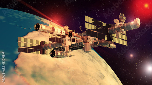 Wallpaper Mural 3D rendering. Futuristic alien Spaceship Torontodigital.ca