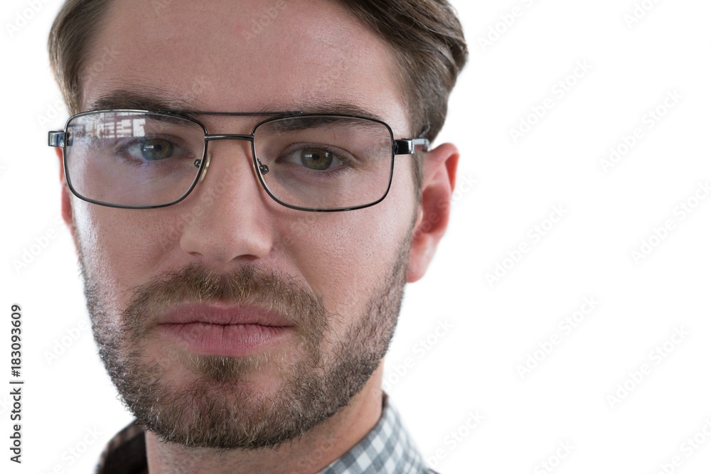 Man standing against white background