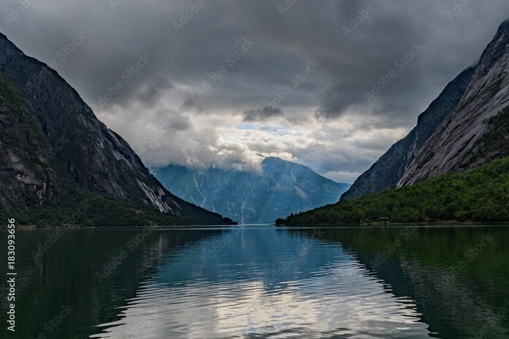 dark weather over the fjord
