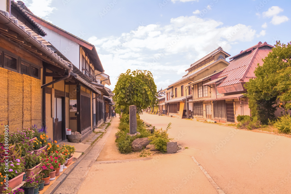 The old  town  of Unno-juku is the old buildings have been beautifully preserved  for the travelers, Hokkoku Road in Tomi-shi, Nagano Prefecture, JAPAN.