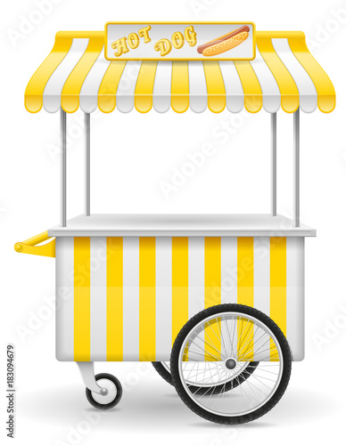 street food cart hot dog vector illustration
