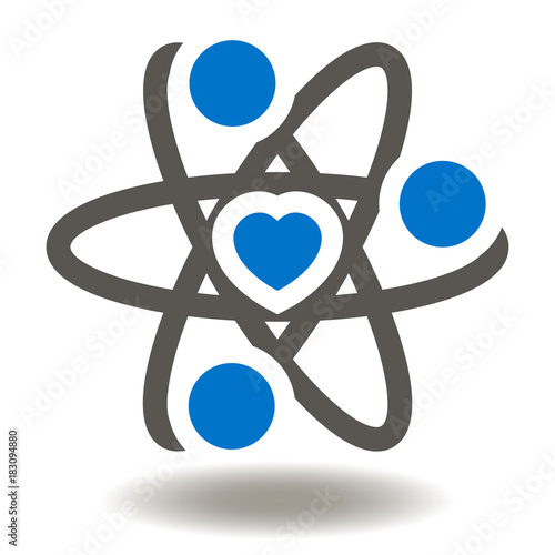 Core Values Business Icon Vector. Atom Heart Illustration. Structure Strategy Development Solution Logo Symbol. Health Care Science Research Sign.