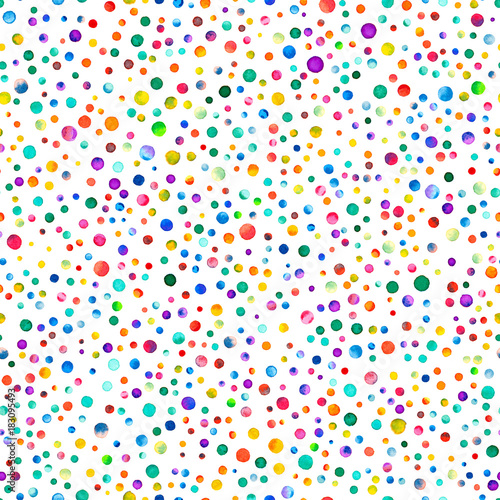 Watercolor confetti seamless pattern. Hand painted divine circles. Watercolor confetti circles. Purple scattered circles pattern. 158.