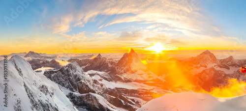 Sun setting close to Matterhorn