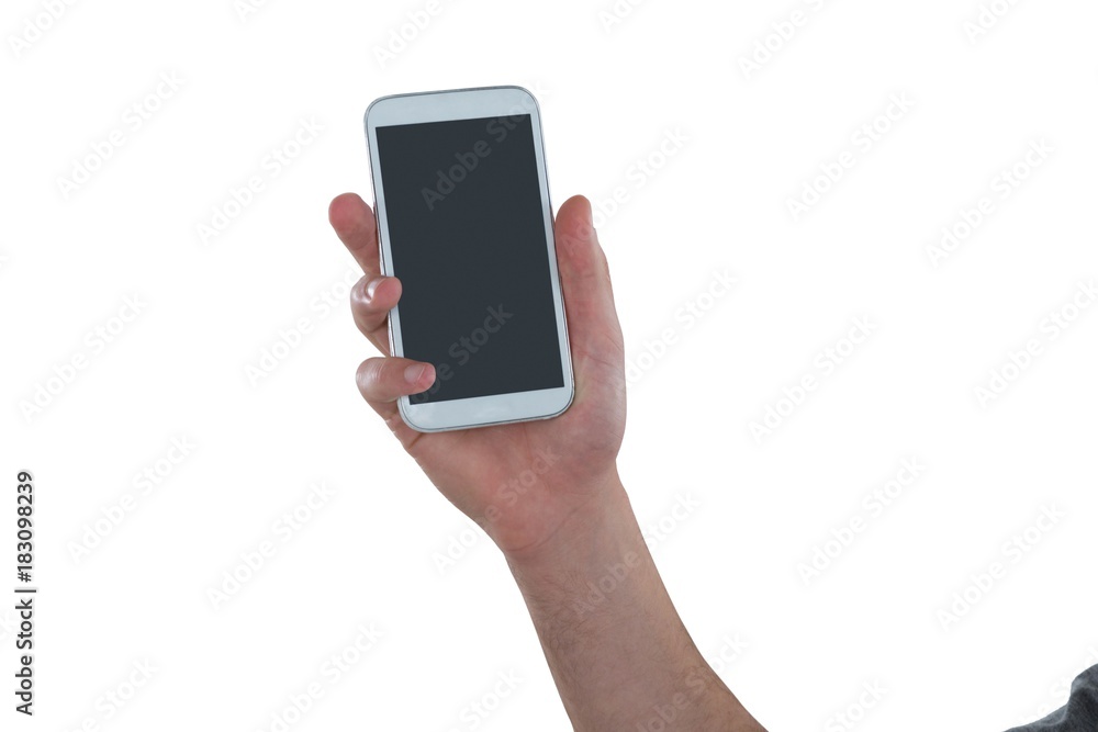 Hand holding mobile phone Hand holding mobile phone