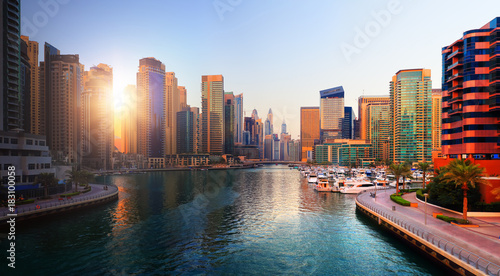 Canvas Print Dubai evening skyline