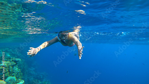 woman and snorkeling