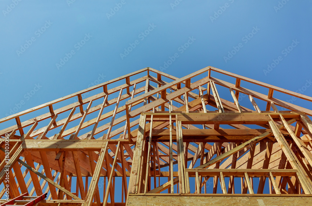 Interior framing of a new house under construction Interior framing of a new house under construction